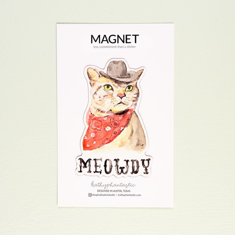 Meowdy Cat Magnet, Texas Magnet, Cowboy Cat, Funny Cat Fridge Magnet, Refrigerator Magnets, Cat Lover Gift image 4