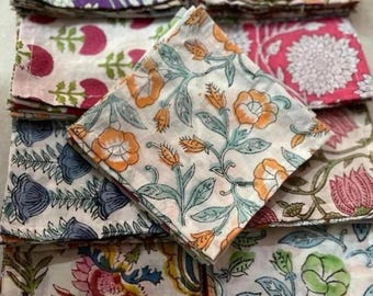 Boho Mix und Match Block Print Tuch Esstisch Wiederverwendbare Servietten Eco / Earth freundliche wiederverwendbare Cocktail Zero Stoffservietten