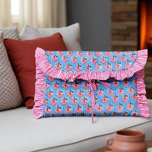 Block Printed Cotton Quilted Laptop Sleeve: Frill Design MacBook Case