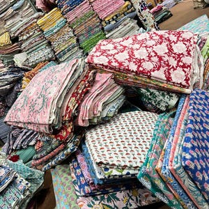 Indian Block Print Cotton Fabric Scraps: Quilting Craft Bundle