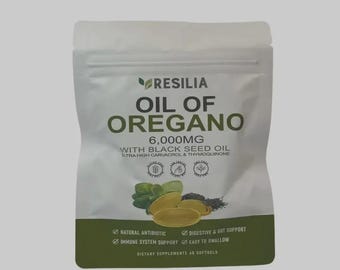 Gélules molles Resilia à l'huile d'origan 6000 mg et à l'huile de nigelle (60 unités)