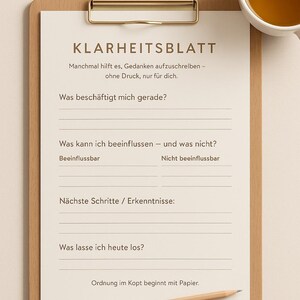 Clarity Sheet – Sorting Thoughts & Letting Go | PDF to Print