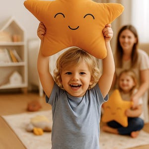Space Star Pillow | Soft Nursery Star Cushion | Montessori Kids Decor | Plush Star Pillow | Handmade Bedtime Gift