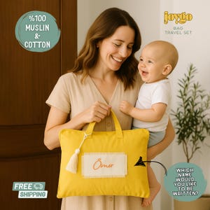 Joygo Baby Travel-Overnight Bag | 6 Colors - Themes – Portable Changing Mat - Muslin Blanket, Pillow & Accessories – Newborn Gift Set 0–18M