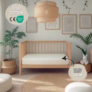 100% Cotton Fitted Crib Sheet – Natural Baby Bedding | Custom Size Option | Soft & Breathable | Cream Color