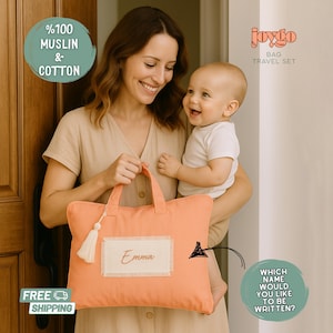 Joygo Baby Travel-Overnight Bag | 6 Colors - Themes – Portable Changing Mat - Muslin Blanket, Pillow & Accessories – Newborn Gift Set 0–18M