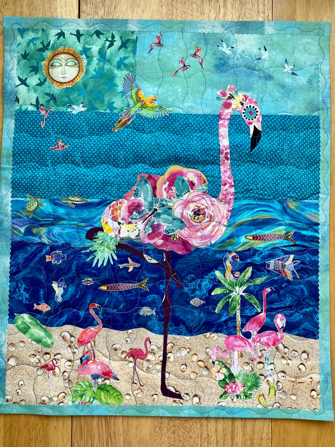 Affectionate Flamingo Quilted Blanket NCU0VL475