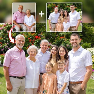 Custom Family Portrait from Different Photos | Merge Loved Ones | Memorial Gift | Add Deceased | Realistic Photo Edit | Remembrance Art