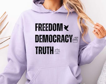 Sudadera FDT Libertad, Democracia y Verdad, sudadera con protesta anti-Trump, sudadera con gráfico de activista político, camiseta con mensaje a favor de la democracia