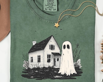 Comfort Colors© Halloween Ghost Shirt, Cute Spooky Season Tee, Retro Fall Ghost T-Shirt, Halloween Party Top, Ghost Lover Gift