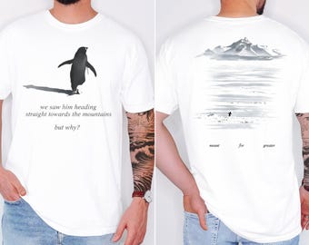 Comfort Colors® Aber warum Pinguin (Front und Back) Shirt, traurige Pinguinberge aber warum? Shirts, Trendy Nihilist Pinguin T-Shirt, WARUM Pinguin Meme