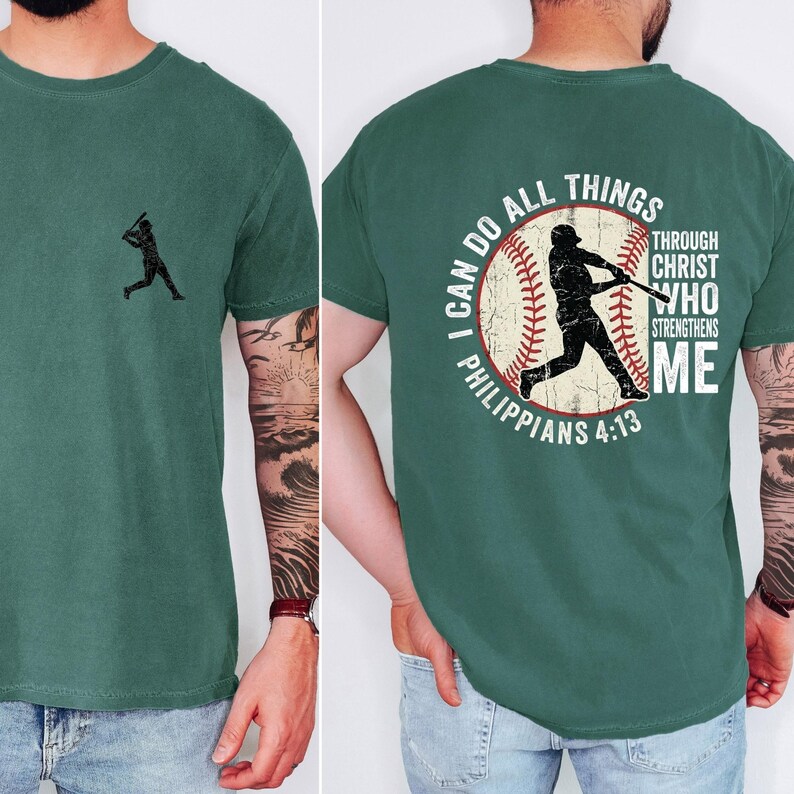 Comfort Colors® Christian Baseball Shirt, Philippians 4:13 Baseball Tee ...