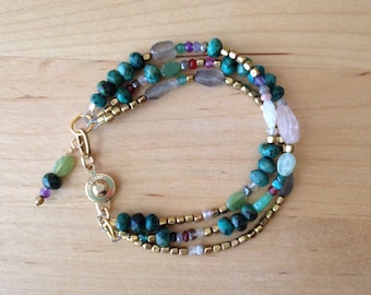 3-Strand Turquoise and Gemstone Bracelet:  Colorful, Sophisticated