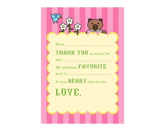 Thank You Notes for Kids...Fill in the Blank...Instant Digital Download