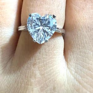6CT Heart Cut Moissanite Diamond Ring With Heart Prongs Solitaire Engagement Ring Heart Cut Anniversary Gift Ring Promise Ring Propose Ring