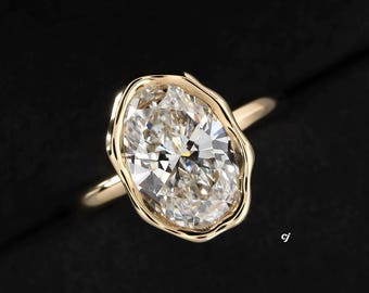 2 kt ovaal geslepen moissaniet verlovingsring, ring set gouden ring, unieke solitaire beloftering, minimalistische bruidsring cadeau