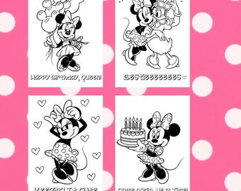 Minnie Mouse Kleurplaten voor kinderfeestje | Afdrukbare activiteit, gunsten verjaardagsfeestje, Instant download