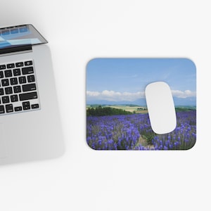 Lavender Field Mouse Pad, Office Decor, Gift for Coworkers, Nature Lover&#39;s Desk Accessory, Lavender Aesthetic, Personalized Gifts