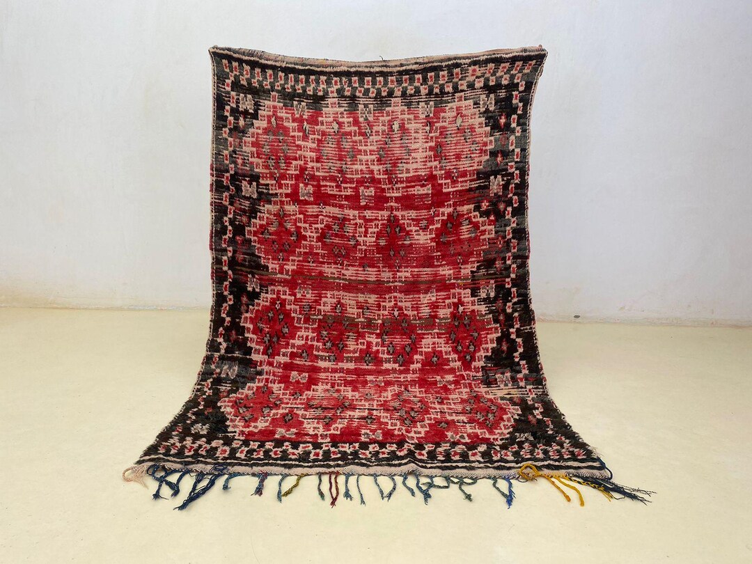 Moroccan Wool Rug: Handwoven Boho Tribal Design 6x3.9 Ft - Etsy