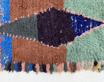 SEA PINK Vintage RUG 6x9, Authentic Moroccan Floor Rug, Boujaad Sheep Wool Rug, Handmade Abstract Area Rug, One of a Kind Berber Design. - UK