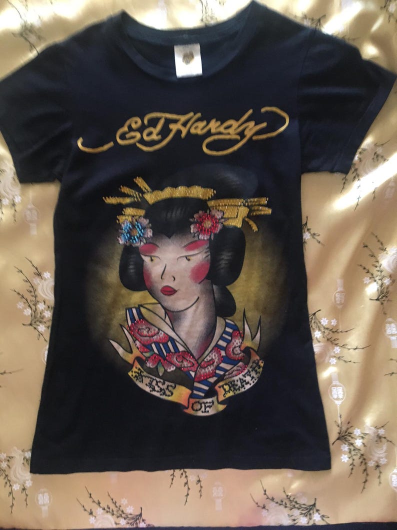 Ed Hardy Lettering Vintage Ed Hardy Geisha Kiss of Death T-shirt - Etsy