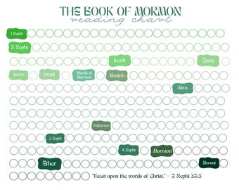 Sage Green Book of Mormon Reading Chart | Scripture Study Chart | Instant PDF Download