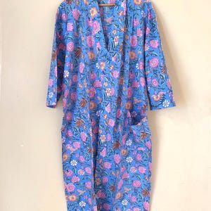 Floral Cotton Kimono Robe: Lightweight Bathrobe, Pajama Cover