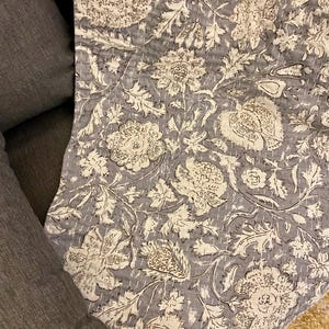 Light Grey Kantha Quilt Leafy Bohemian Bedding Blanket Indian Reversible Cotton Kantha Bedspread Throw