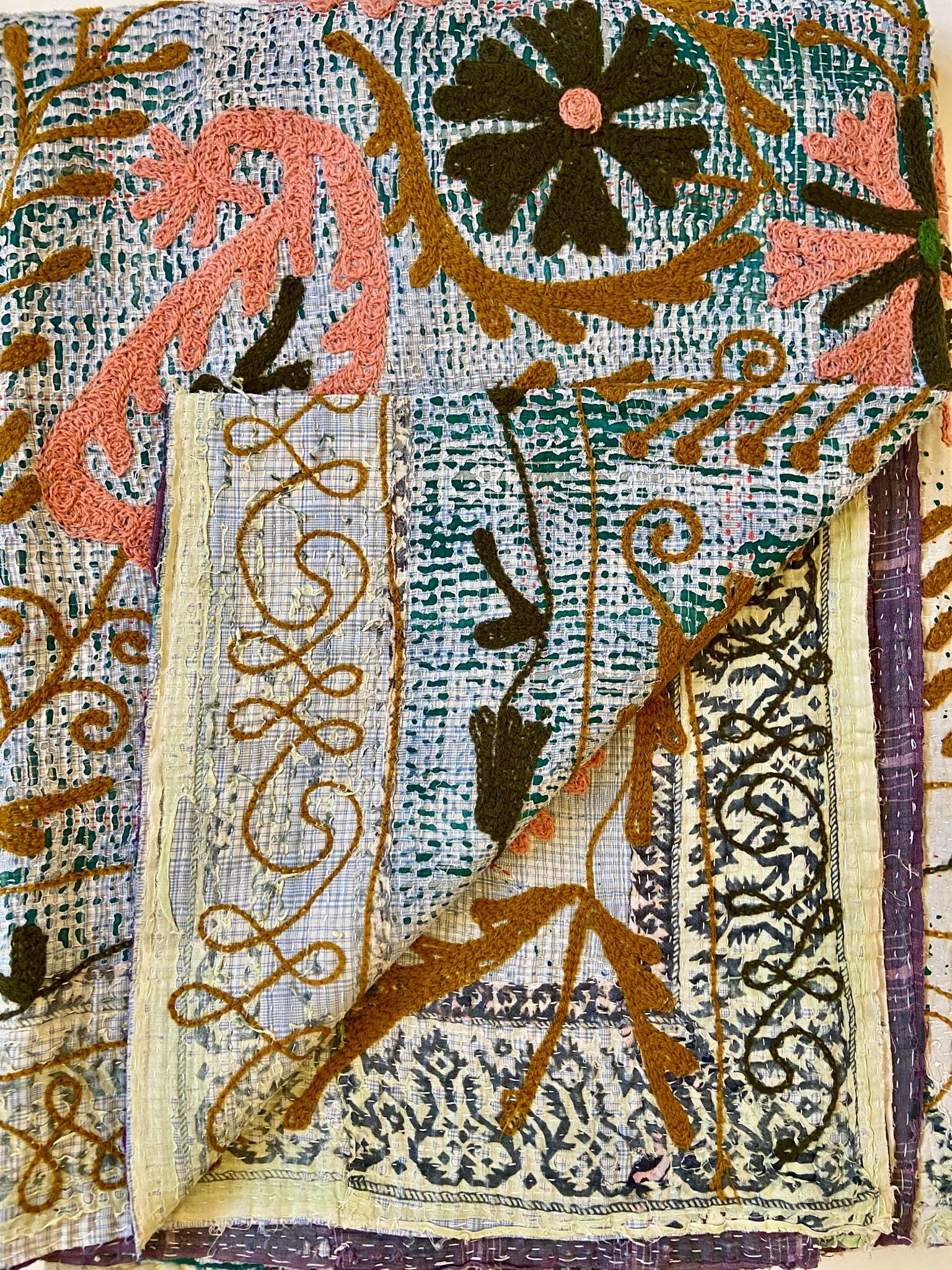 5点セット ヴィンテージ カンタキルト（スザニ刺繍入り）1940年代