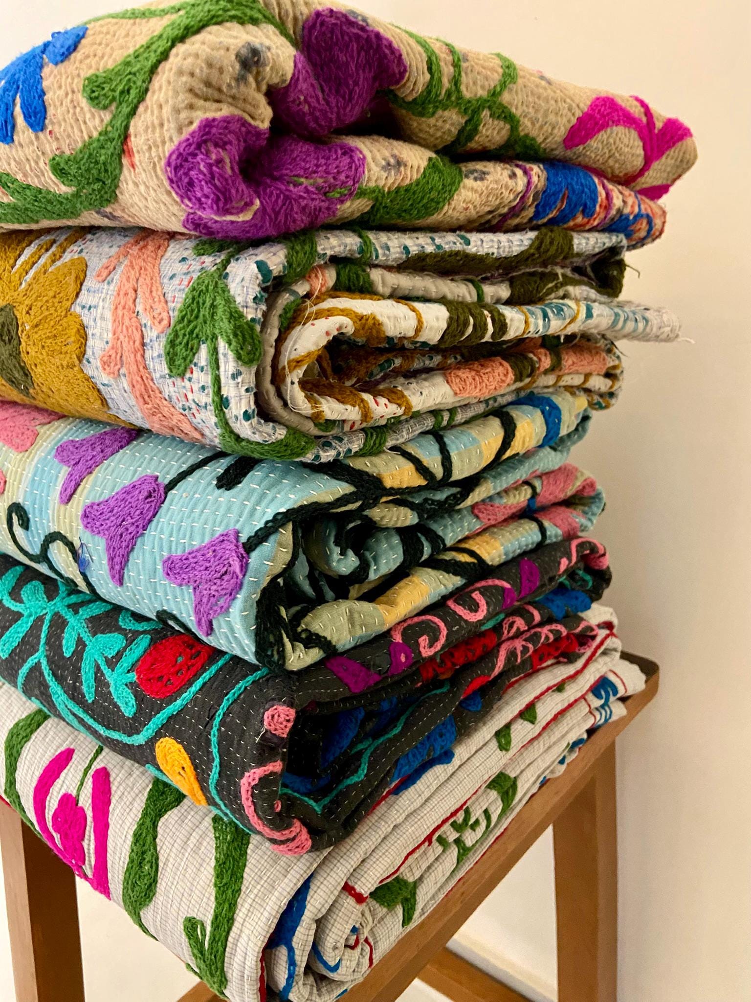 5点セット ヴィンテージ カンタキルト（スザニ刺繍入り）1940年代