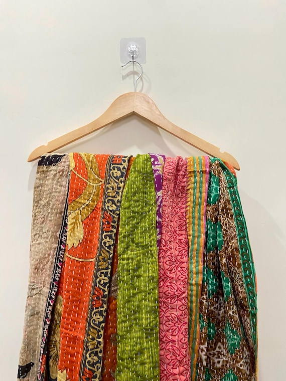 Wholesale Lot Cotton Kantha Scarf Handmade Vintage Reversible Kantha Scarves 18"x72" Boho Indian Wraps