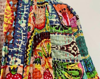 Chaqueta Kantha de algodón multicolor con patchwork de Strawberry Fields