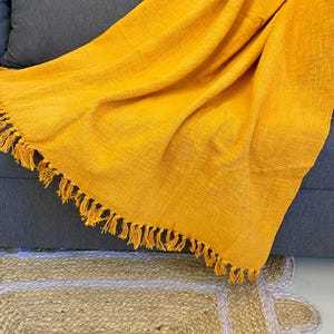 Yellow Solid Cotton Throw Blanket