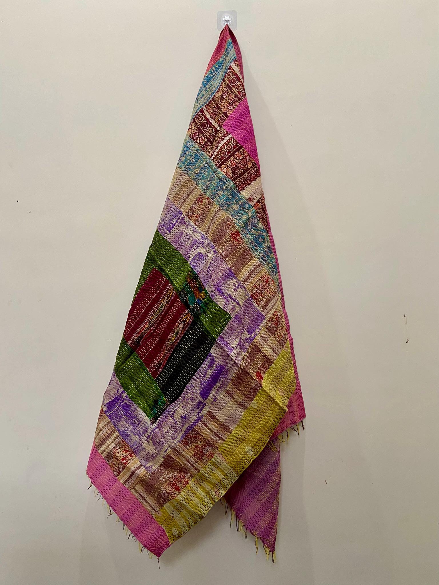 Écharpe Kantha Indienne Fait Main - Coton Recyclé - Étole Réversible - Femme