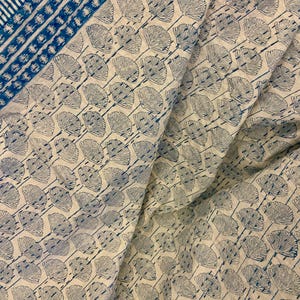 Blue Floral Block Print Kantha Quilt Queen Pure Cotton Throw Blanket Kantha Bedspread Coverlet Bed Cover Boho