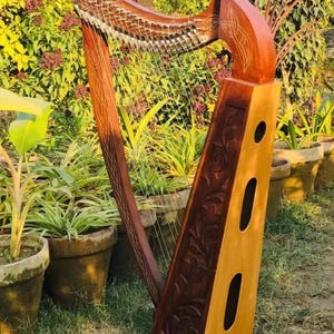 19 String harp SOLID ROSEWOOD Extra Strings & Carrying case Great for Teenagers