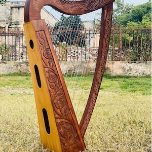 19 String harp SOLID ROSEWOOD Extra Strings & Carrying case Great for Teenagers