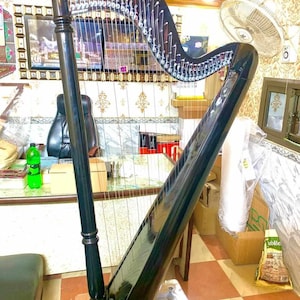 Black 38 Strings Harp Rosewood Musical Instrument Harp Free Key,Bag,Strings Set