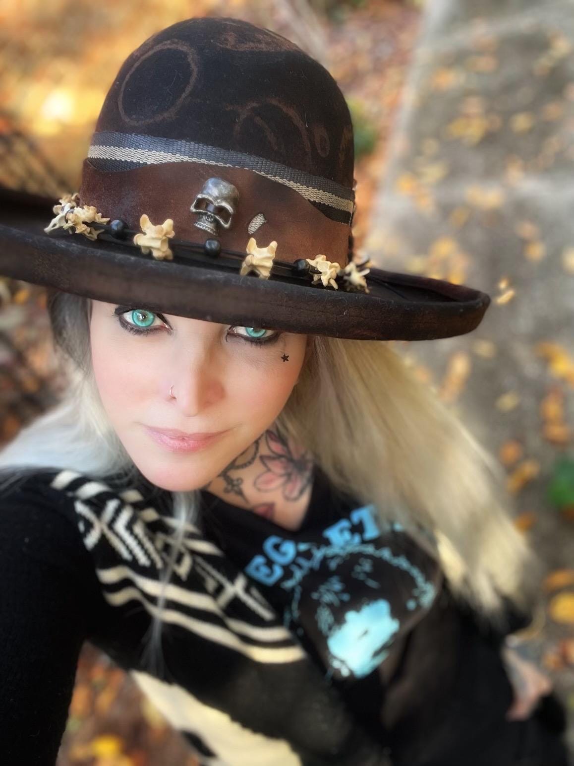 Custom Distressed Black Open Crown Wool Hat. “The Jaunty”