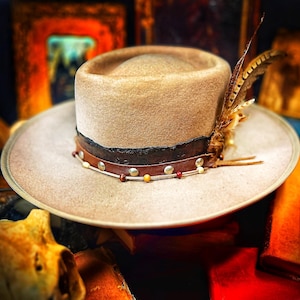 Custom Tan Gambler Style Wool Hat. “The Riverboat Gambler”