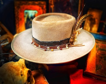 Custom Tan Gambler Style Wool Hat. “The Riverboat Gambler”