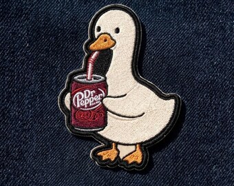 Dr Pepper Duck Embroidered Patch, Funny Duck Meme Badge, Dr Pepper  Embroidered Patch Iron-On