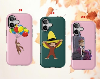 Curious George Phone Case: Cartoon Monkey, Shockproof Dual Layer