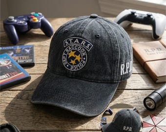Embroidered Resident Evil R.P.D. Cap, Resident Evil Hat, Game Cosplay Gift, Survival Horror Gamer Dad Hat, Raccoon City Police Washed Cap
