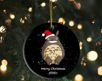 Soot Sprite Merry Christmas Glass Ornament Spirited Away Totoro