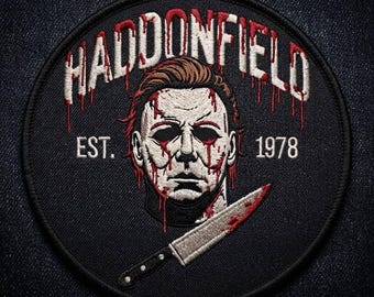 Haddonfield Halloween Patch, Michael Myers Embroidered Patch, Horror Movie Iron On Patch for Jacket, Backpack, Shirt