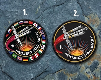 Project Hail Mary Embroidered Iron On Patch | Embroidered Border Iron-On Patch | Space Mission Sci-Fi Rocket Patch
