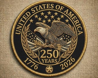 America 250th Anniversary Patch, Patriotic Semiquincentennial Badge, 1776-2026 Commemorative Gift, USA 250 Years Embroidery Iron On