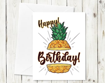 Carte imprimable d'anniversaire d'ananas - téléchargement immédiat