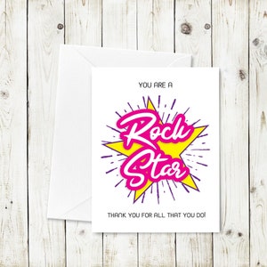 Cartão de agradecimento para impressão Você é uma estrela do rock - Download instantâneo